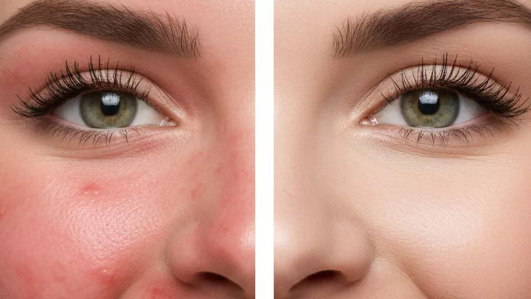 Professional skin retouching - clear smooth complexion removing blemishes, acne, age spots and discoloration for flawless appearance
