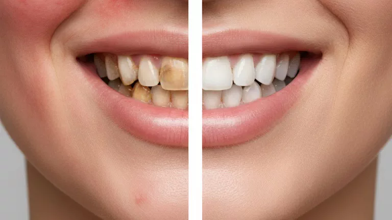 Professional teeth whitening and smile enhancement - before and after comparison showing brighter teeth and confident smile